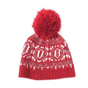 Joe Fresh Red Pom Pom Christmas Beanie Cap